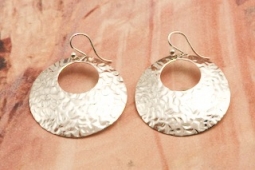 Artie Yellowhorse Hammered Design Sterling Silver Dangle Earrings